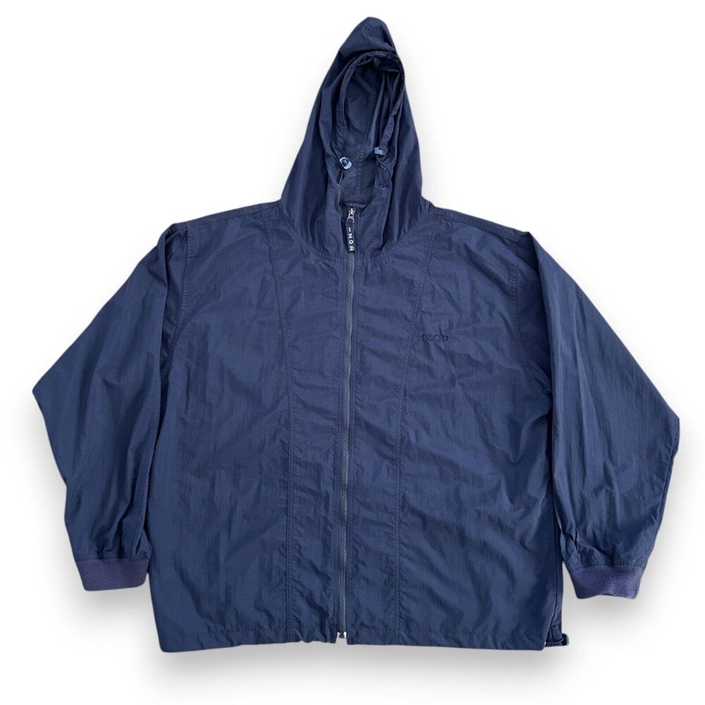 Izod Windbreaker Jacket Mens Size L Navy Blue Nylon